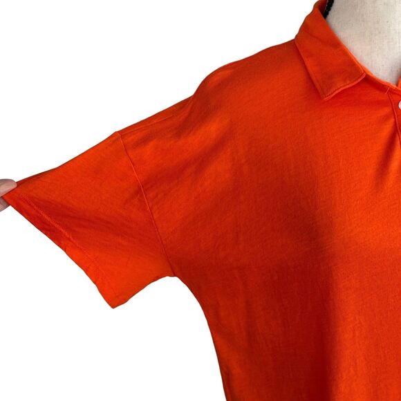 Style & Co Large Polo Top Short Sleeves Button Neck Lightweight Collared Orange - Picture 3 of 9